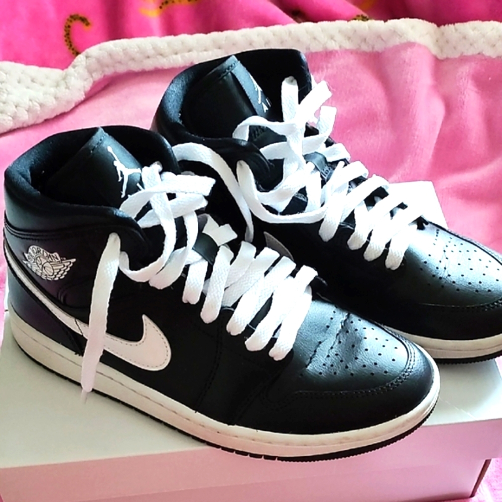 Jordan Black and White Air Mid Sneakers